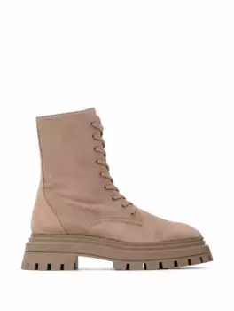 Замшевые байкеры с логотипом Stuart Weitzman, бежевый