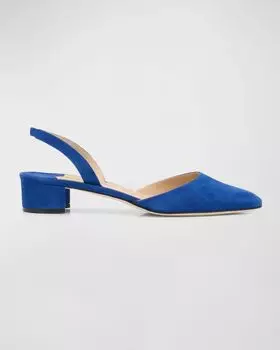 Замшевые балетки Aspro с открытой пяткой Manolo Blahnik, цвет Blue
