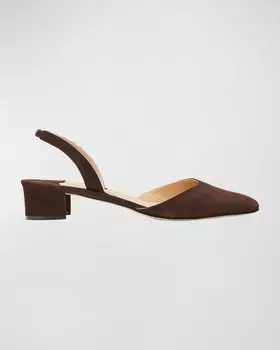 Замшевые балетки Aspro с открытой пяткой Manolo Blahnik, цвет Dark Brown