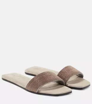 Замшевые балетки Brunello Cucinelli, нейтральный