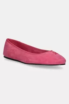 Замшевые балетки TH Hardware Suede Ballerina Tommy Hilfiger, розовый