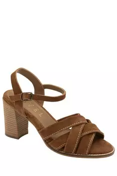 Замшевые босоножки на блочном каблуке Ravel, коричневый