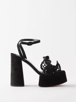 Замшевые босоножки на платформе deia frou alta 100 Christian Louboutin, черный