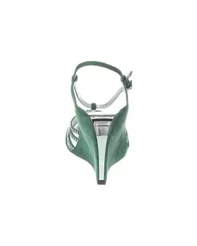 Замшевые босоножки на танкетке LANVIN на каблуке-банане, зеленый