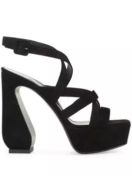 Замшевые босоножки Sergio Rossi SI ROSSI 90 мм с квадратным носком, черный