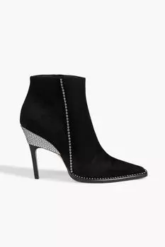 Замшевые ботильоны Brecken 100 с кристаллами JIMMY CHOO, черный