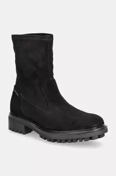 Замшевые ботильоны Calvin Klein FLAT SOCK BOOT SUE MIX, черный