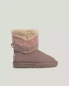 Замшевые ботильоны для девочки с деталями из овчины Pepe Jeans, бежевый