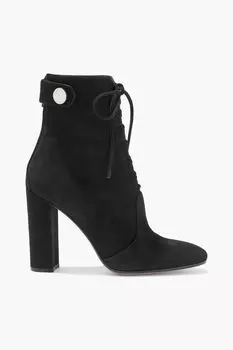 Замшевые ботильоны Finlay на шнуровке GIANVITO ROSSI, черный