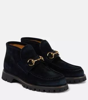 Замшевые ботильоны Horsebit Gucci, черный