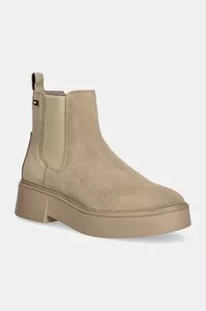 Замшевые ботильоны MINIMAL SUEDE CHELSEA FLAG Tommy Hilfiger, бежевый