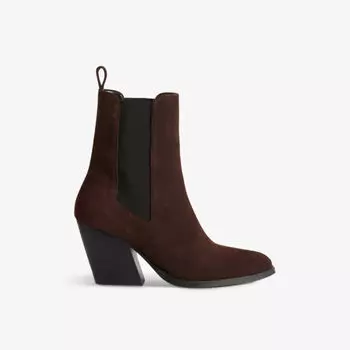 Замшевые ботильоны Rabica на каблуке с острым носком Claudie Pierlot, цвет bruns