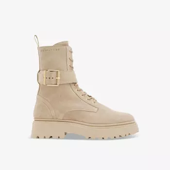 Замшевые ботильоны с ониксом и пряжкой Allsaints, коричневый