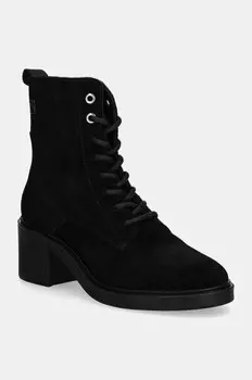 Замшевые ботильоны SUEDE Mid HEEL LACEUP LOGOTAPE Tommy Hilfiger, черный