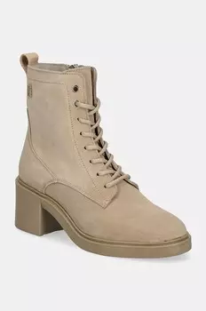 Замшевые ботильоны SUEDE Mid HEEL LACEUP LOGOTAPE Tommy Hilfiger, бежевый