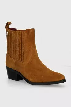 Замшевые ботильоны TH SUEDE COWBOY BOOT Tommy Hilfiger, коричневый