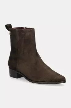 Замшевые ботильоны Tommy Hilfiger LOW COWBOY FLAT SUEDE, коричневый