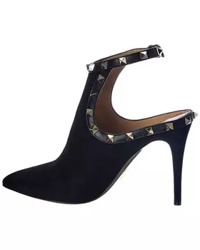 Замшевые ботильоны Valentino Rockstud 100, черный