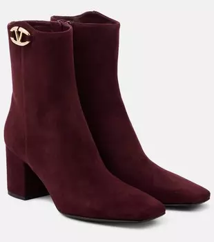 Замшевые ботильоны VLogo The Bold Edition Valentino Garavani, цвет dark garnet