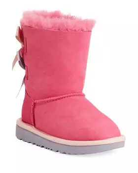 Замшевые ботинки Bailey Bow II с перекрещенной лентой для девочек, детские UGG, цвет Black