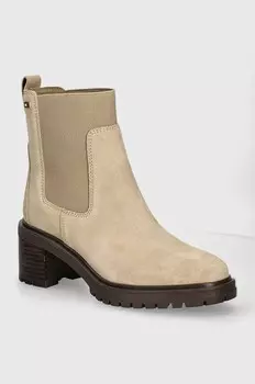Замшевые ботинки челси Tommy Hilfiger FLAG MID HEEL SUEDE CHELSEA, бежевый
