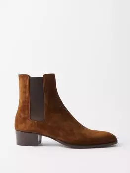 Замшевые ботинки челси wyatt Saint Laurent, коричневый