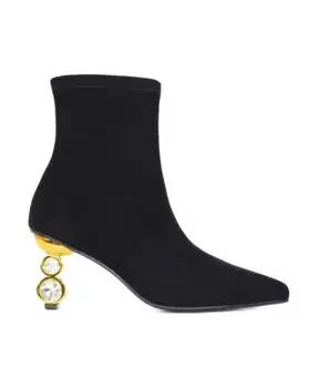 Замшевые ботинки на каблуке украшенном кристаллами Kat Maconie, черный