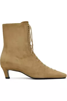 Замшевые ботинки на шнуровке Toteme, цвет desert