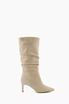 Замшевые ботинки на высоком каблуке с рюшами Dune London