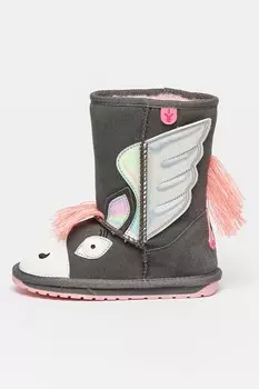 Замшевые ботинки с аппликациями Emu, серый