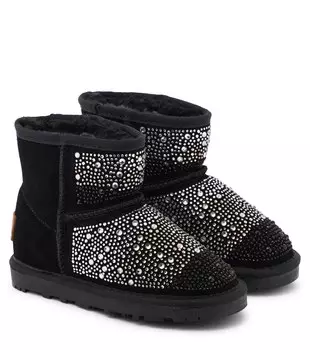 Замшевые ботинки с кристаллами Monnalisa, черный