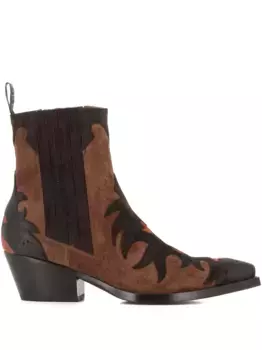 Замшевые ботинки с узором «пламя» 50 мм SARTORE, коричневый