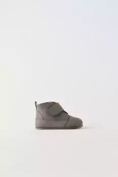 Замшевые ботинки ZARA, серый