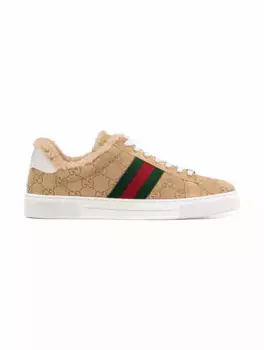 Замшевые кеды Ace Gucci, коричневый