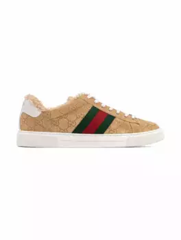 Замшевые кеды Gucci Ace Gucci, бежевый