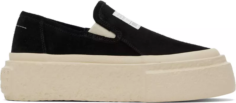 Замшевые кеды на платформе Slip-On MM6 Maison Margiela, черный