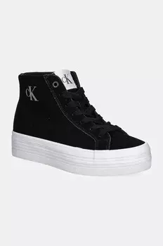 Замшевые кеды Vulc Flatplatform Laceup Mid Mg Calvin Klein Jeans, черный