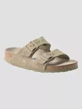 Замшевые кожаные сандалии Arizona Birkenstock, хаки