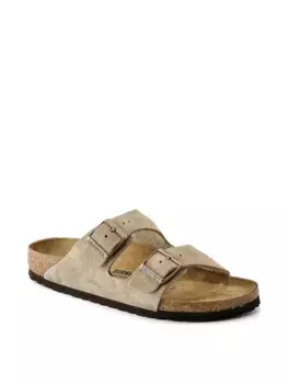 Замшевые кожаные сандалии Arizona Birkenstock, серо-коричневый