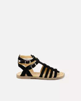 Замшевые кожаные сандалии-гладиаторы для девочек Eli 1957, черный