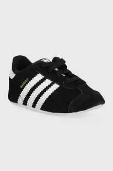 Замшевые кожаные туфли для новорожденных GAZELLE CRIB adidas Originals, черный