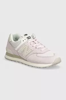 Замшевые кроссовки 574 New Balance, розовый