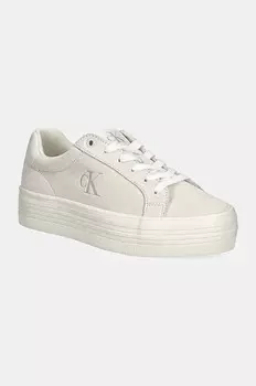 Замшевые кроссовки Calvin Klein Jeans VULC FLATFORM LACEUP LOW MG S, бежевый