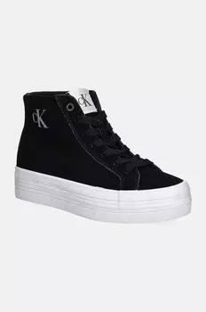 Замшевые кроссовки Calvin Klein Jeans VULC FLATFORM LACEUP MID MG S, черный