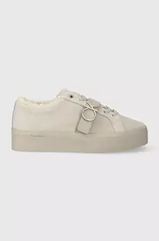 Замшевые кроссовки FLTFRM CUPSOLE LT W/HW SUE WL Calvin Klein, бежевый