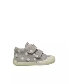 Замшевые кроссовки Girl's First Steps с принтом тюльпанов Naturino, серый