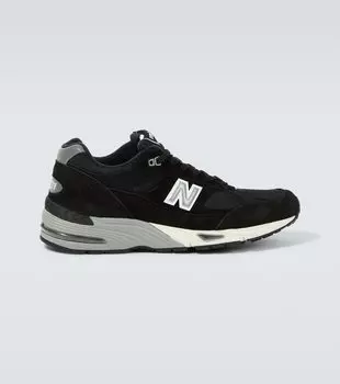 Замшевые кроссовки made in uk 991 New Balance, черный