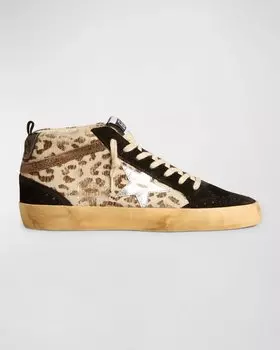 Замшевые кроссовки Mid Star с леопардовым принтом Golden Goose, цвет Cream Brown Leo Black Silver Brown