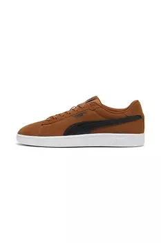 Замшевые кроссовки Smash 3 0 с кожей Puma, коричневый