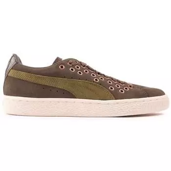 Замшевые кружевные кроссовки xl Puma, зеленый